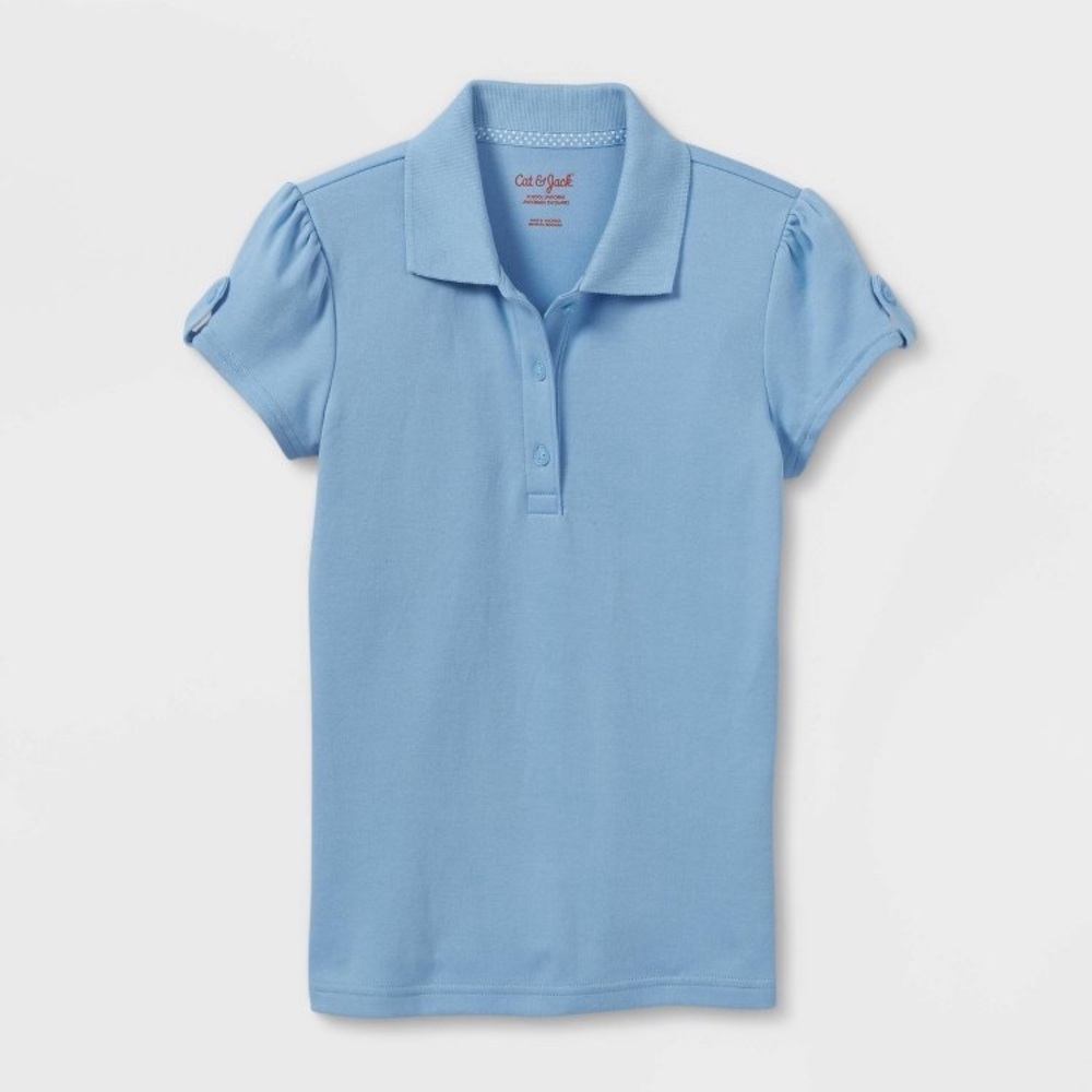 Cat & Jack Light Blue Polo Shirt School Uniforms Short Sleeves NWOT
